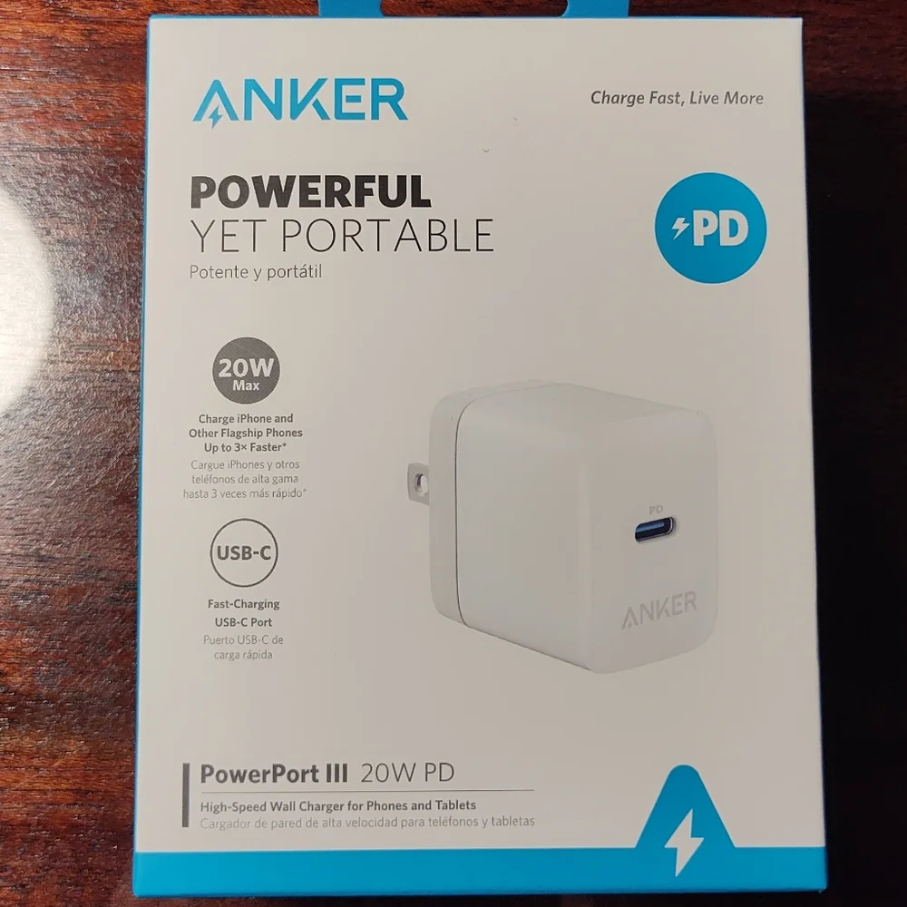 High-Speed Wall Charger PowerPort LLL 20W PD USB-C iPhone NWT